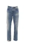 Givenchy Washed Denim Tapered Leg Jeans With Contrast Stitching In Blue