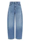 Givenchy Blue Jeans With Logo Patch On The Rear And Wide Leg In Denim Woman In Blue
