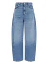 Givenchy Blue Jeans With Logo Patch On The Rear And Wide Leg In Denim Woman In Blue