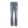 Givenchy Washed Denim Tapered Leg Jeans With Contrast Stitching In Blue