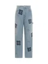 Givenchy Signature 4g-motif High-waisted Jeans In Blue