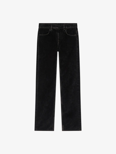 Givenchy Jeans In Flocked Denim With Velvet Effect In Black