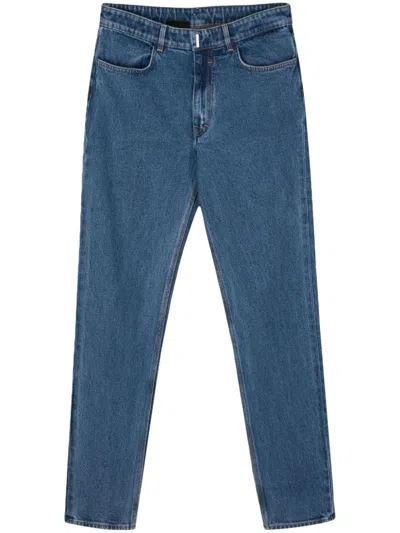 Givenchy Logo-plaque Slim-fit Jeans In Blue