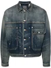 Givenchy 4g Plaque Distressed Denim Jacket In 415 Indigo Blue