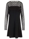 Givenchy Black Draped Jersey And Monogram Tulle Mini Dress
