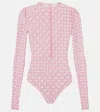 Givenchy Monogram 72 Mesh Fitted Bodysuit In Pink