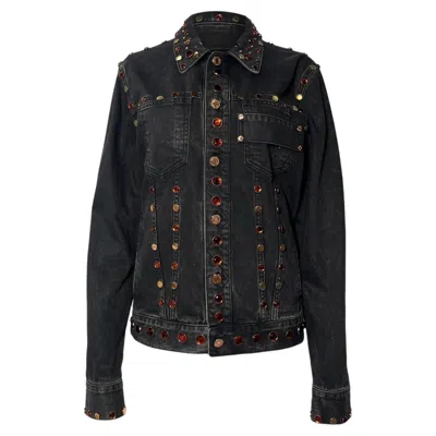 Pre-owned Givenchy Jewel-embellished Jacket In Black Cotton Denim