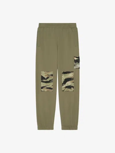 Givenchy Jogger Pants In Fleece With Camo Patches In Light Khaki