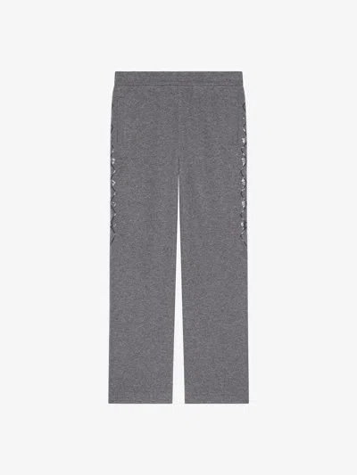 Givenchy Jogger Pants In Fleece With Sequins Argyle In Grey