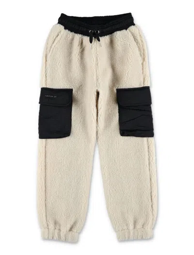 Givenchy Kids' Logo-patch Fleece Trousers In Beige