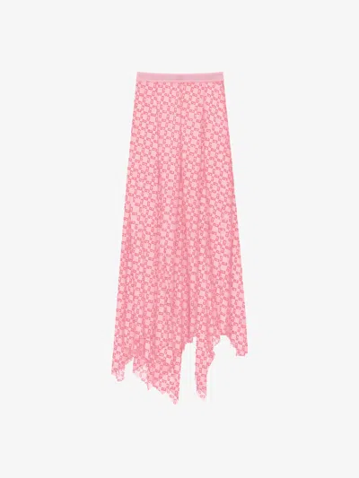 Givenchy Asymmetric Skirt In Monogram 72 Tulle In Skin Rose
