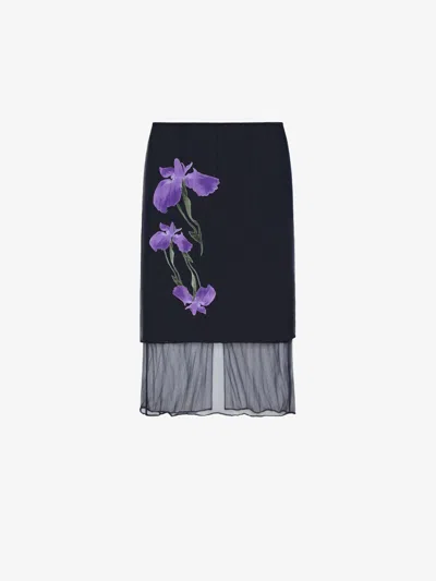 Givenchy Skirt In Floral Satin Jersey In Black