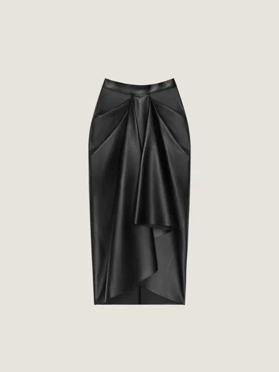 Givenchy Jupe Midi Drapée En Cuir Nappa In Black