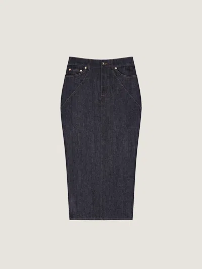 Givenchy Jupe Midi En Denim Brut Avec Détail Couture In Blue