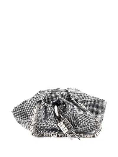 Pre-owned Givenchy Kenny Crystal Embellished Satin Mini Shoulder Bag In Black