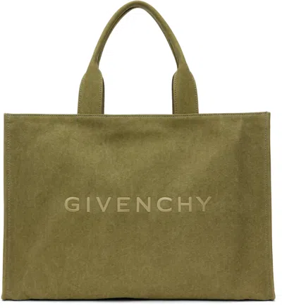 Givenchy Logo-embroidered Canvas Tote Bag In Green