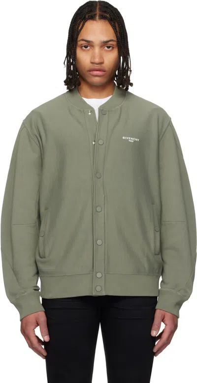 Givenchy Khaki ' Paris' Couture Seam Cardigan Jacket In Green