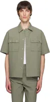 Givenchy Boxy Monogram 72 Embossed Short Sleeve Button-up Shirt In 331-almond Green