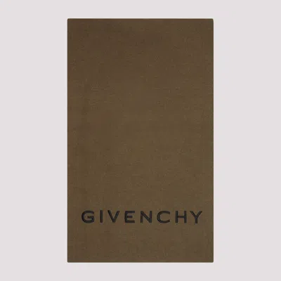 GIVENCHY KHAKI WOOL AND CASHMERE SCARF