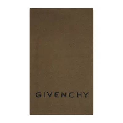 GIVENCHY KHAKI WOOL AND CASHMERE SCARF