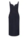 Givenchy Womens Dark Blue Contrast-stitch Panelled Denim Midi Dress In Blue