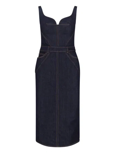 Givenchy Paneled Denim Midi Dress In Blue