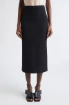 Givenchy Kickback Raw Edge Wool Blend Stretch Crepe Pencil Skirt In Black