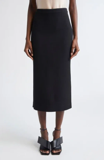 Givenchy Kickback Raw Edge Wool Blend Stretch Crepe Pencil Skirt In Black