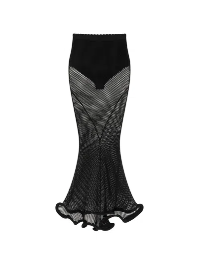 Givenchy Womens Black Sculptural Mesh Maxi Skirt
