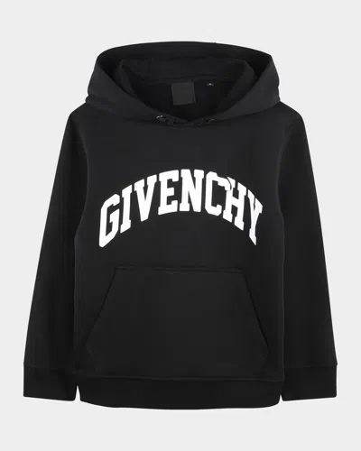 Givenchy Kid's Logo-print Fleece Hoodie In Black