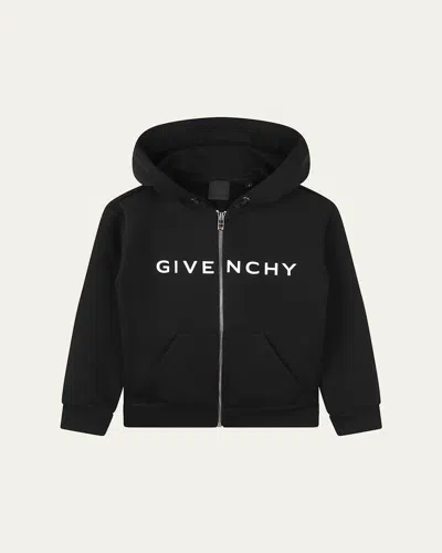 GIVENCHY KID'S LOGO-PRINT ZIP-FRONT HOODIE