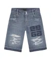 Givenchy 4g-motif Denim Shorts In Gray