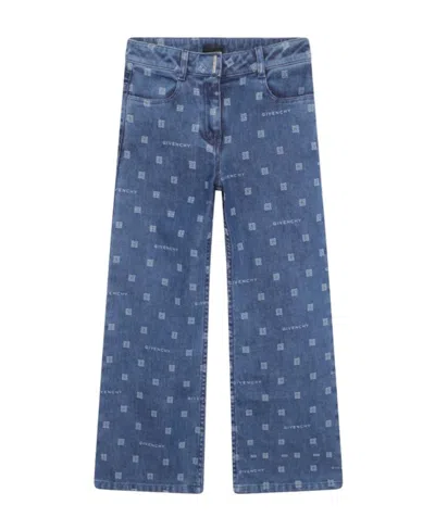 Givenchy Kids 4g Motif Wide-leg Jeans In Blue