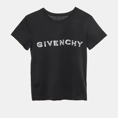 Pre-owned Givenchy Kids Black 4g Logo Detail Jersey Crewneck T-shirt 12+yrs