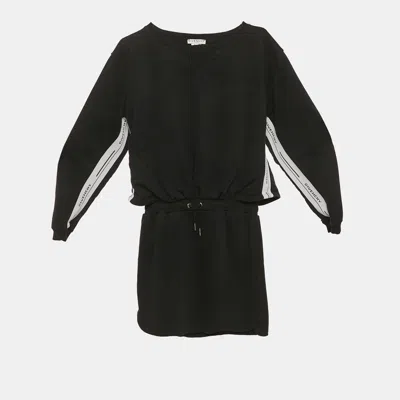 Pre-owned Givenchy Kids Black Cotton Logo Band Strip Tie Waist Dress 12 Yrs