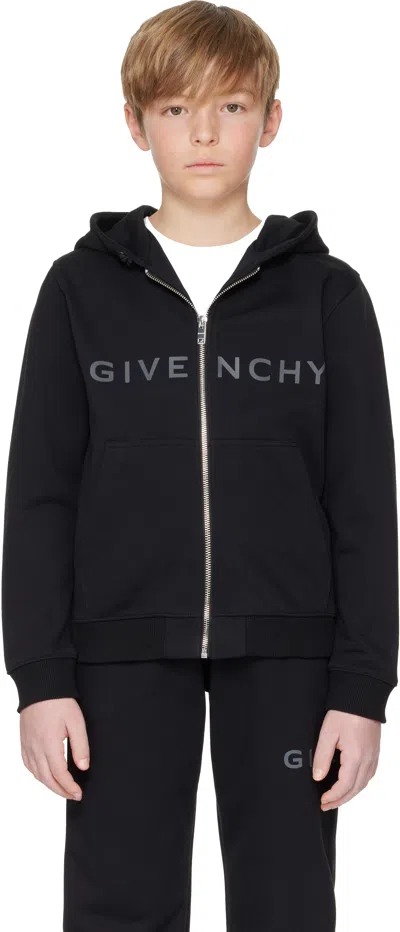 Givenchy Kids Black '' 4g Zip Hoodie In 09b Black