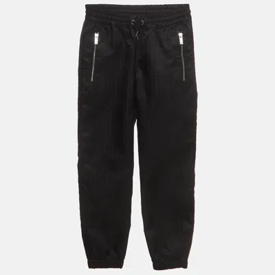 Pre-owned Givenchy Kids Black Grid Pattern Jacquard Nylon Jogger Pants 10yrs