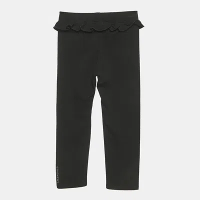 Pre-owned Givenchy Kids Black Jersey Ruffled Leggings 3 Yrs