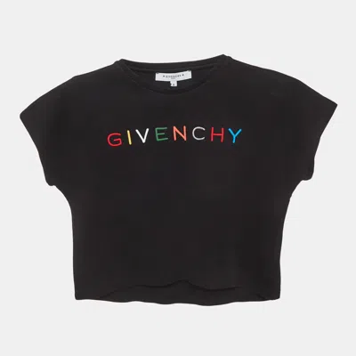 Pre-owned Givenchy Kids Black Logo Applique Jersey Knit T-shirt 8 Yrs