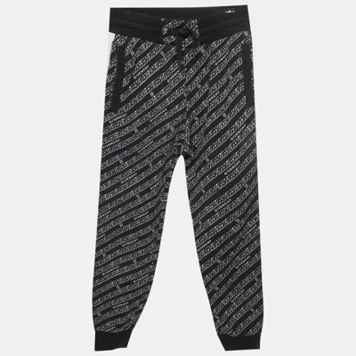 Pre-owned Givenchy Kids Black Logo Chain Link Print Jersey Sweatpants 8 Yrs