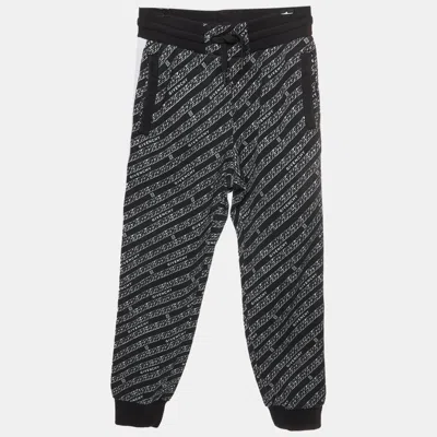 Pre-owned Givenchy Kids Black Logo Print Jersey Sweatpants 8 Yrs