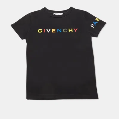 Pre-owned Givenchy Kids Black Logo Print Jersey T-shirt 8yrs