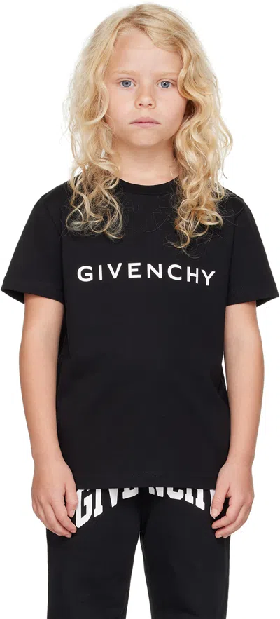 Givenchy Kids Black Printed Logo T-shirt In 09b Black