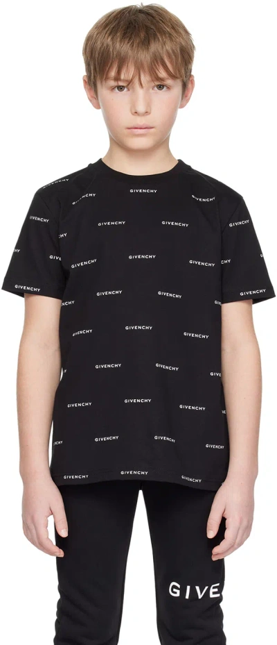 Givenchy Kids Black Printed T-shirt In M41 Black White