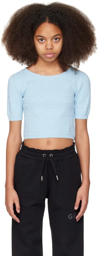 Givenchy Kids Blue 4g Jacquard Knit Sweater In 772 Sea