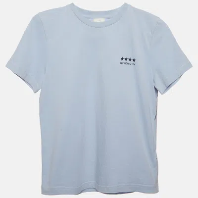 Pre-owned Givenchy Kids Blue Logo Print Jersey T-shirt 8yrs