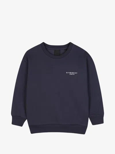 Givenchy Kids Boy Cotton Logo Sweatshirt In Blue