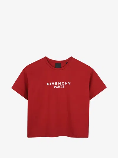 Givenchy Kids Boy Logo Cotton T-shirt In Rosso