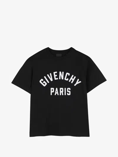 Givenchy Kids Boy Mini Embroidered Logo Crew Neck Cotton T-shirt In Black