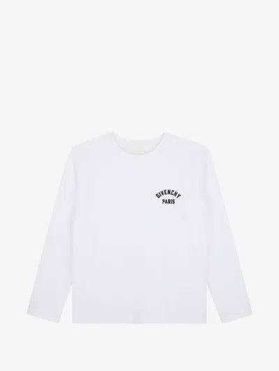 Givenchy Kids Boy's Mini Long-sleeve Crewneck T-shirt With Embroidered Chest Logo In White